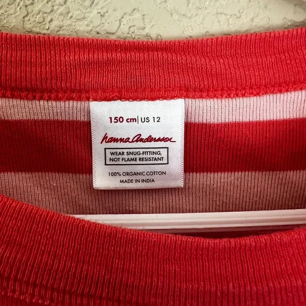 Hanna Andersson Pink Striped Long Sleeve Pajama Set Size 12